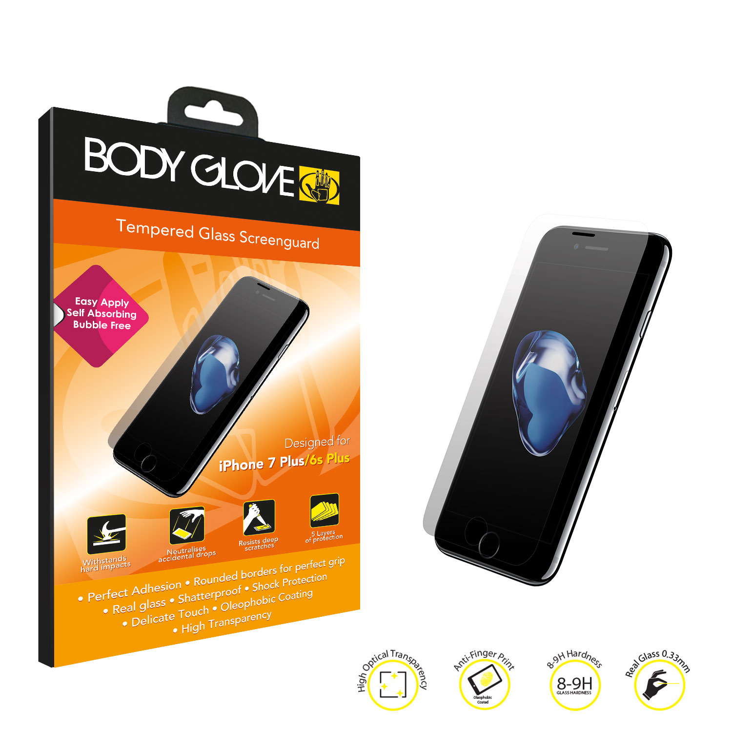 Body Glove Tempered Glass Screenguard - Apple iPhone 6s Plus/ Apple iPhone 7 Plus (Clear)