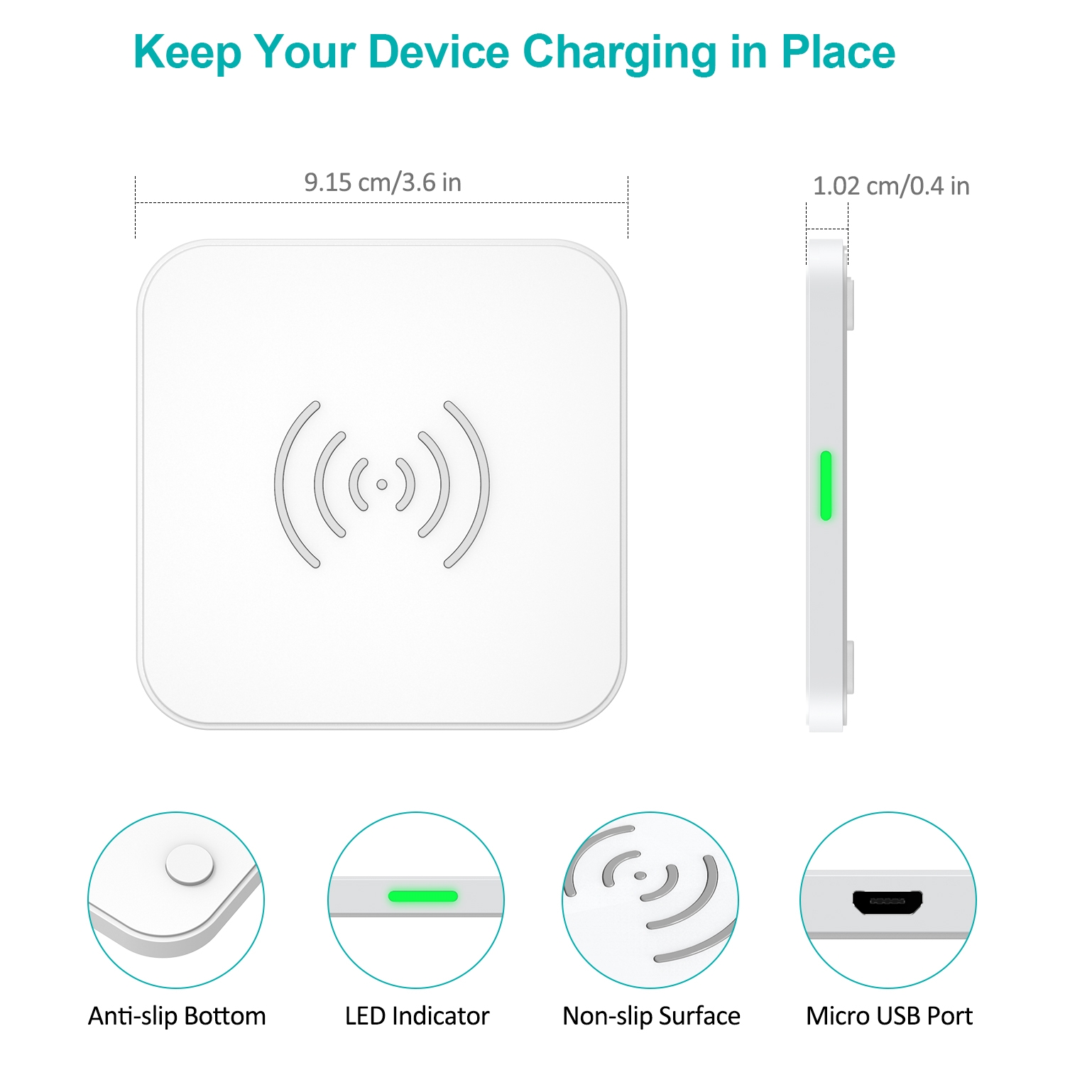 Choetech (Model T511-S) 10W Fast Wireless Charging Pad (White) - Image 2