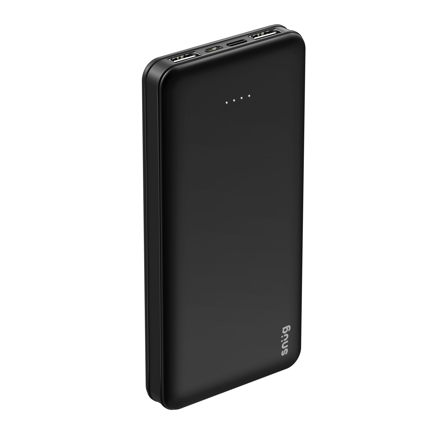 Snüg 10 000mAh Dual USB Port 4LED Indicator Powerbank plus USB to Type C Cable (Black)
